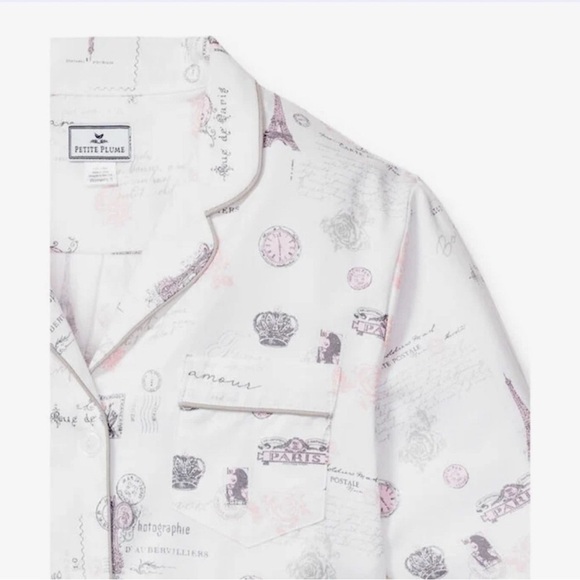 PETITE PLUME Flame Resistant Chemical Free Paris Musings Pajamas Set 12/18 Mths - Picture 2 of 8